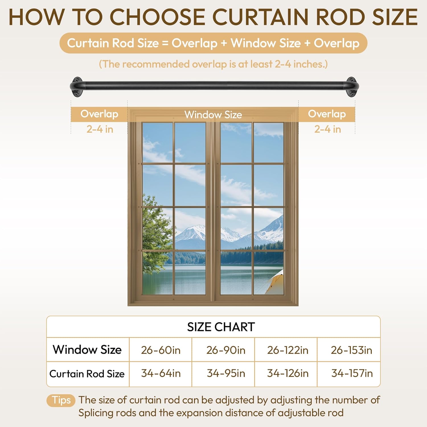 Wrap Around Black Curtain Rod for Small Windows 28-48 Inch, 1 Inch Heavy Duty Blackout Curtain Rod, Adjustable Curved Metal Drapery Rod, Matte Black