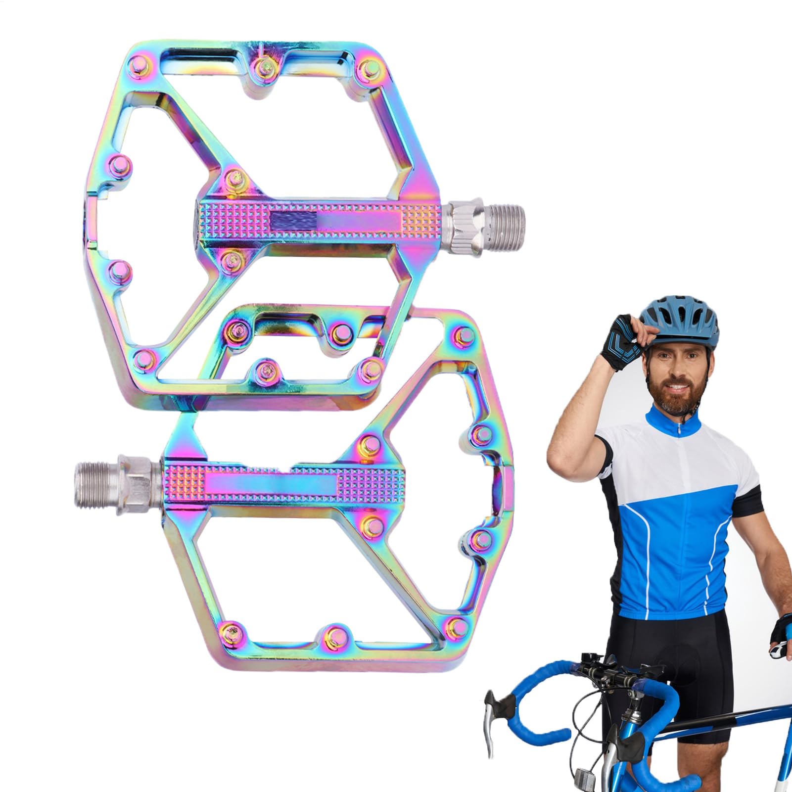 Pedales para ciclismo, rodamientos deslizantes de aluminio | Pedales de bicicleta con pasadores antideslizantes | Para ciclismo, exterior, viajes, senderismo, entrenamiento, entrenamiento de bicicleta