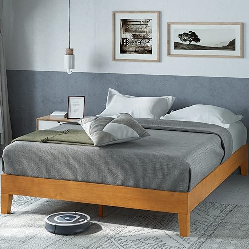 ZINUS Alexis Deluxe - Base de cama con plataforma de madera base de madera maciza no necesita somier soporte de listones de madera fácil montaje
