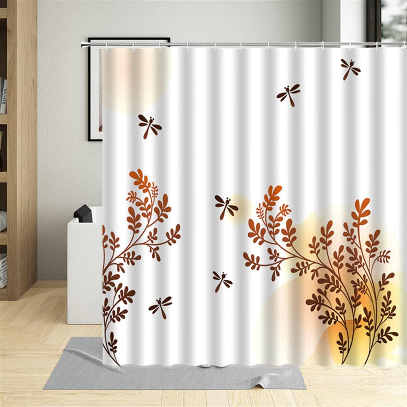 Rideaux lourd polyester rideau douche libellule 120x200cm style hôtel chic de salle de bains