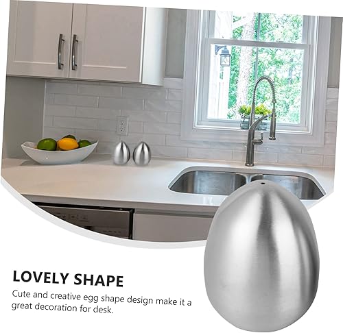 Miniatura 6 de 2pcs Egg Shaped Condiment Bottles Stainless Steel Spices 1 and 3 Holes for Kitchen Seasoning and Dining