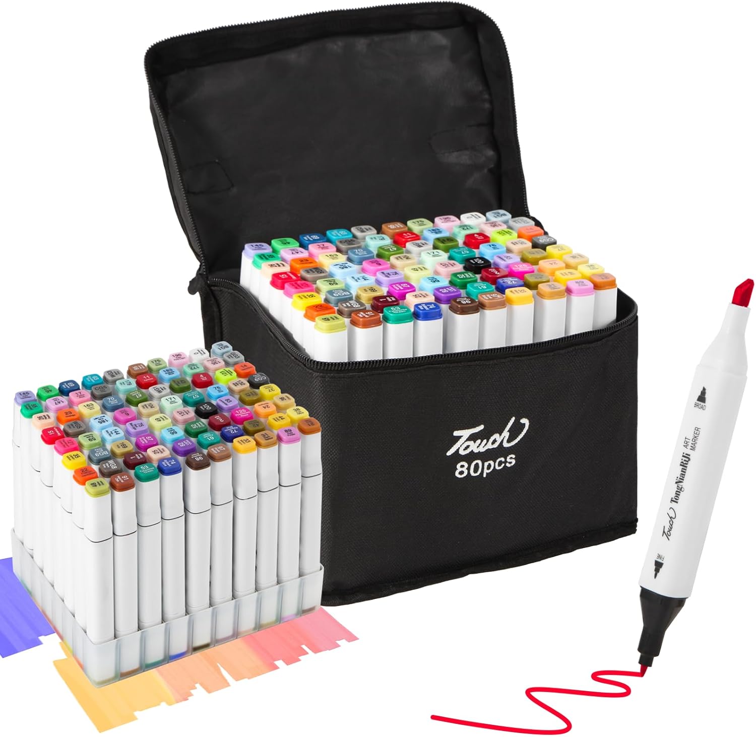 80 Colors Dual Tips Alcohol Markers, Art Markers Pens with Pen Holder, Permanent Sketch Markers Set for Kids Adults Coloring,Painting, Sketching, Illustrations