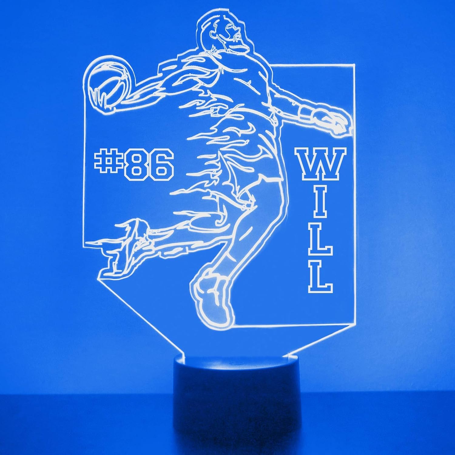 Custom Sports LED Sign Night Light Lamp with Remote, Light Up Display with Personalized Name or Image, Customized and Made in The USA, Clear Acrylic Home Decor Design with 16 Colors, 4 Modes