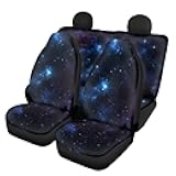 Howilath Stars Galaxy Universal Fit Full Seat Covers for Cars for Women, Car Front Seat Covers Protectors 3 Pcs Polyester Fabric Cushion