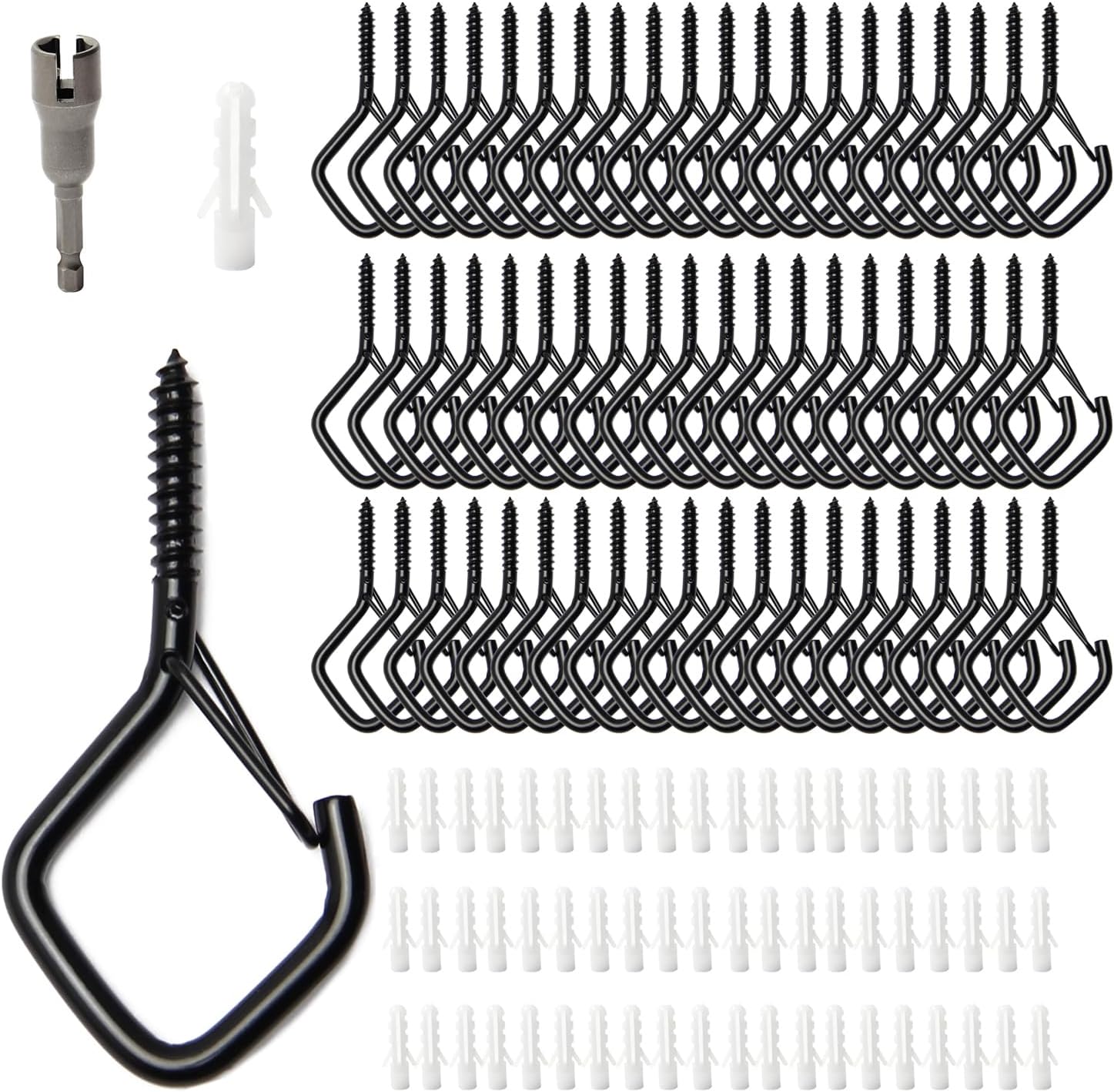 Mriuuod 60 Pack Screwin Square Snap Hanging Hook, Small