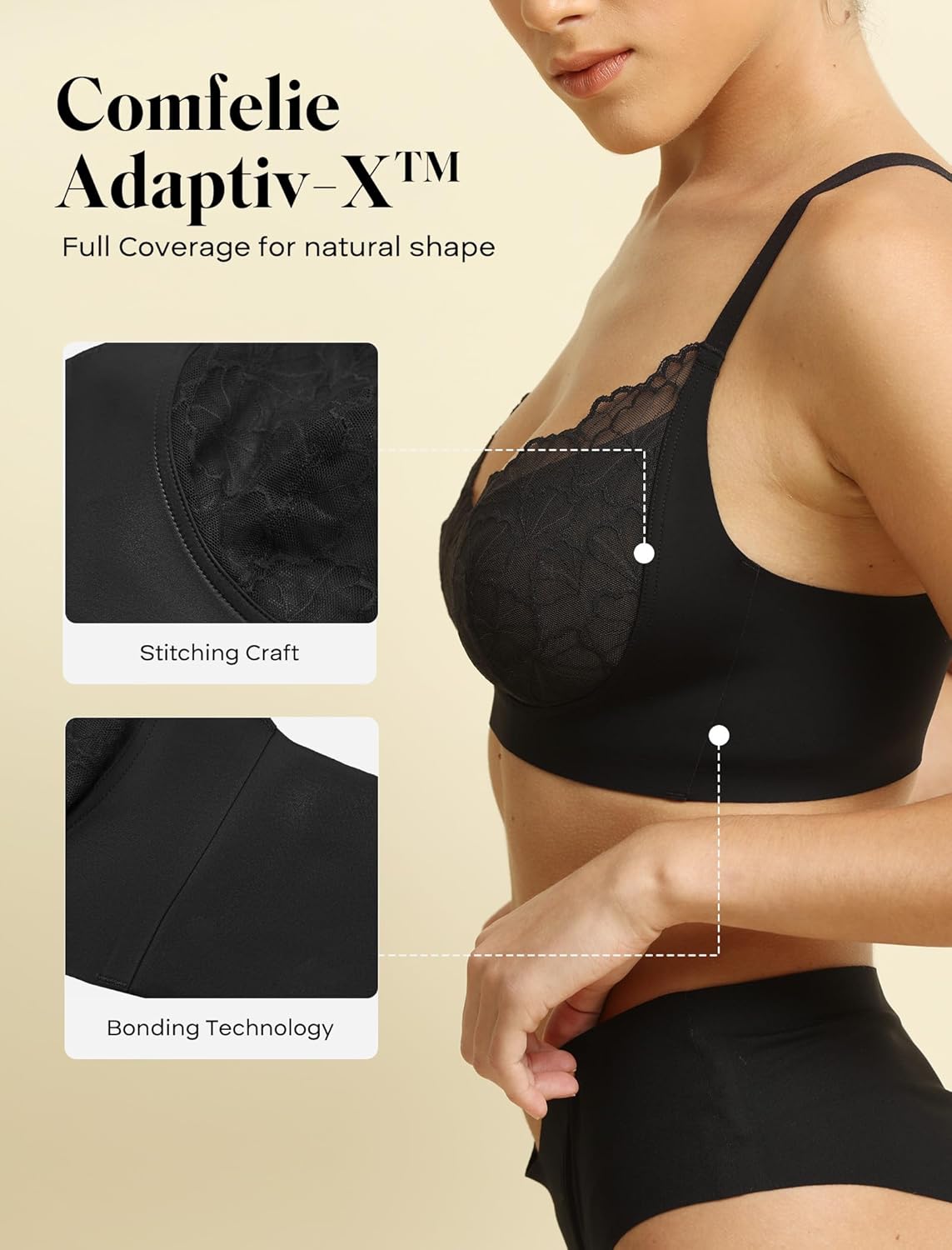 COMFELIE Wireless Lace Bras Seamless Everyday Bra Sexy Comfy Unlined Bralette - Image 3