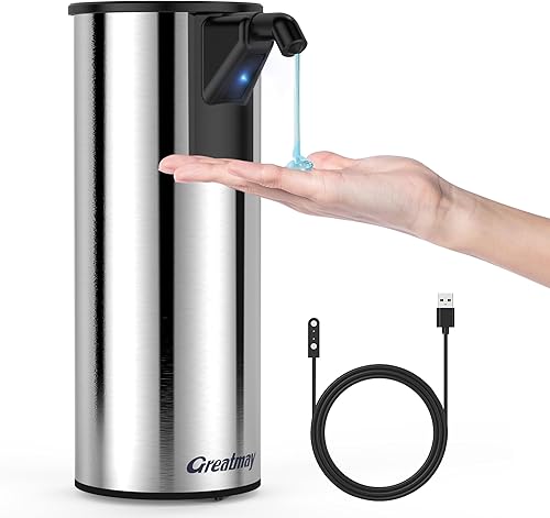 Dispensador automático de jabón, material de acero inoxidable, bomba desinfectante de manos recargable sin contacto, dispensador eléctrico