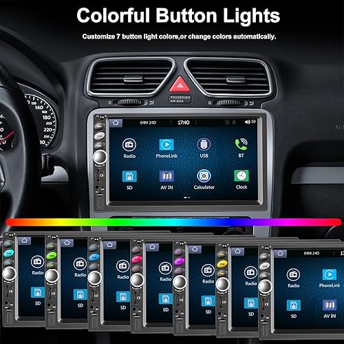 Miniatura 7 de Estéreo de coche de doble DIN, radio de pantalla táctil de 7 pulgadas con CarPlay Android Auto Reproductor multimedia para coche, espejo Link