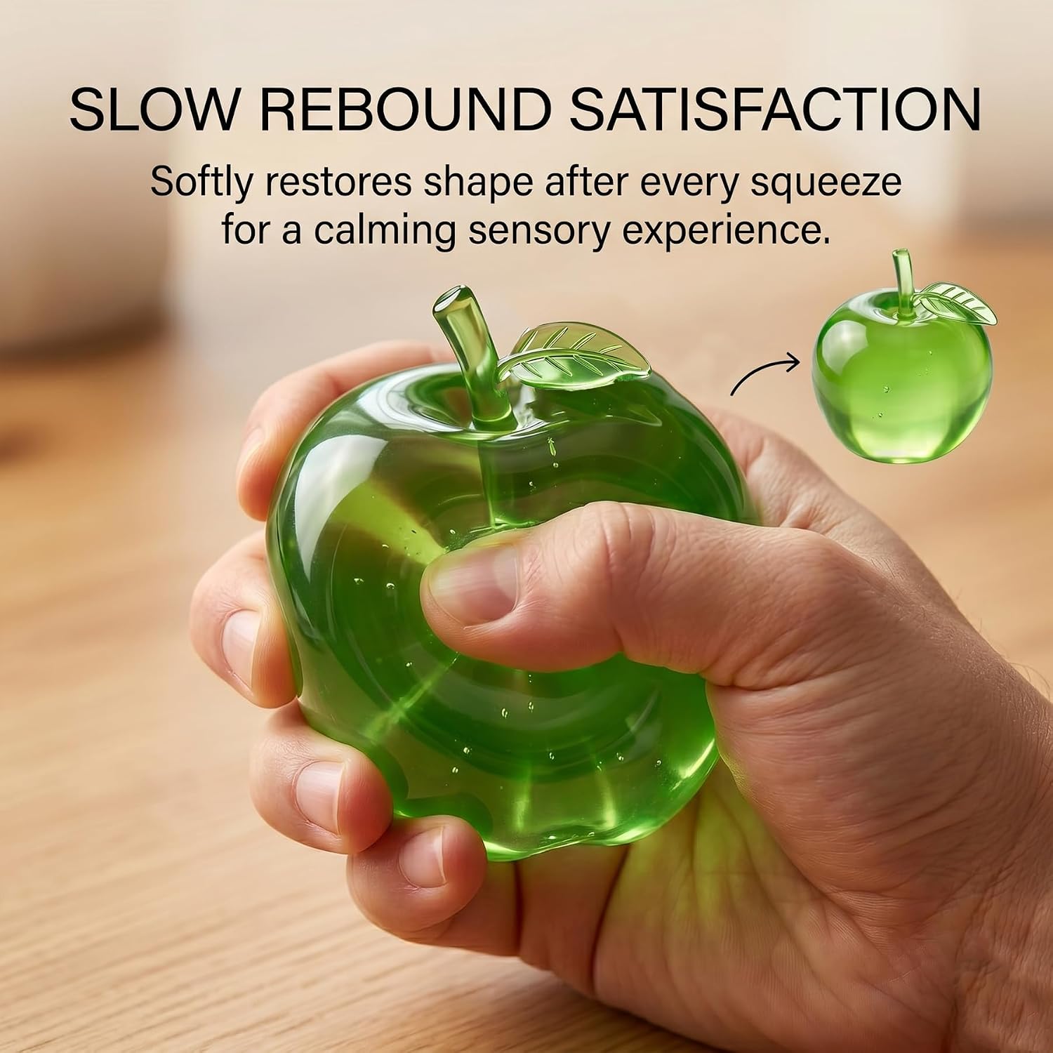 Green Apple Squishy Toy, Cute Rebounding Fruit Stress Relief image 3