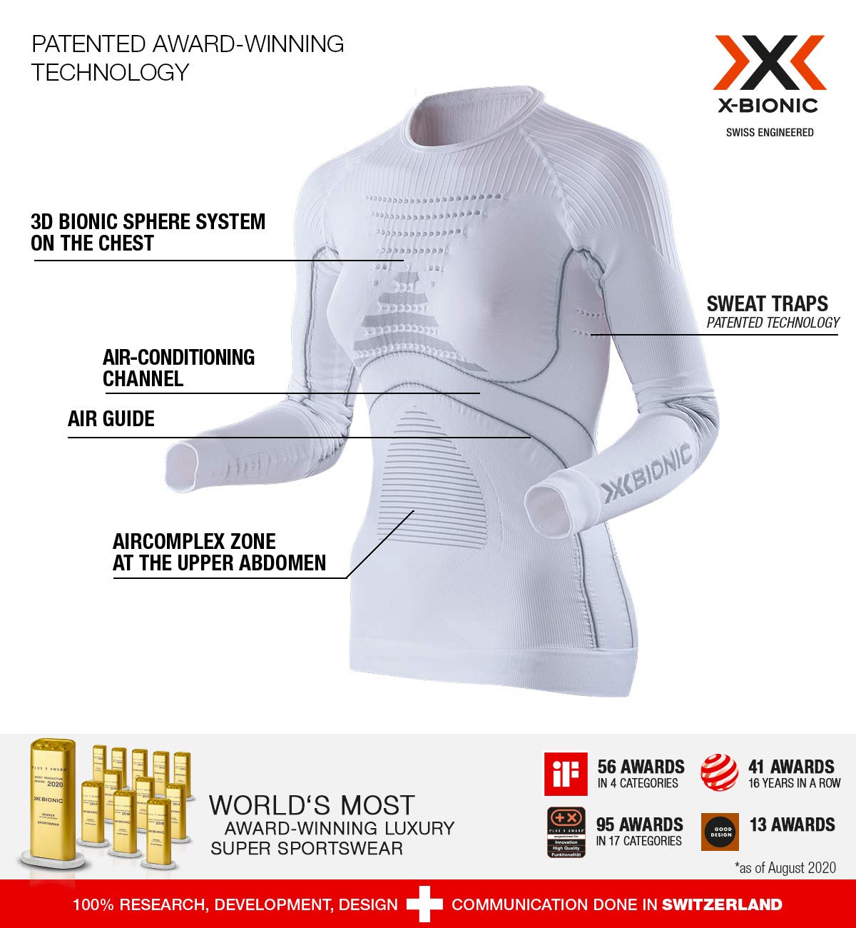 X-BIONIC Energy Accumulator Origins Long Sleeve Shirt Donna T Shirt a Compressione Maglia Top Intimo Donna