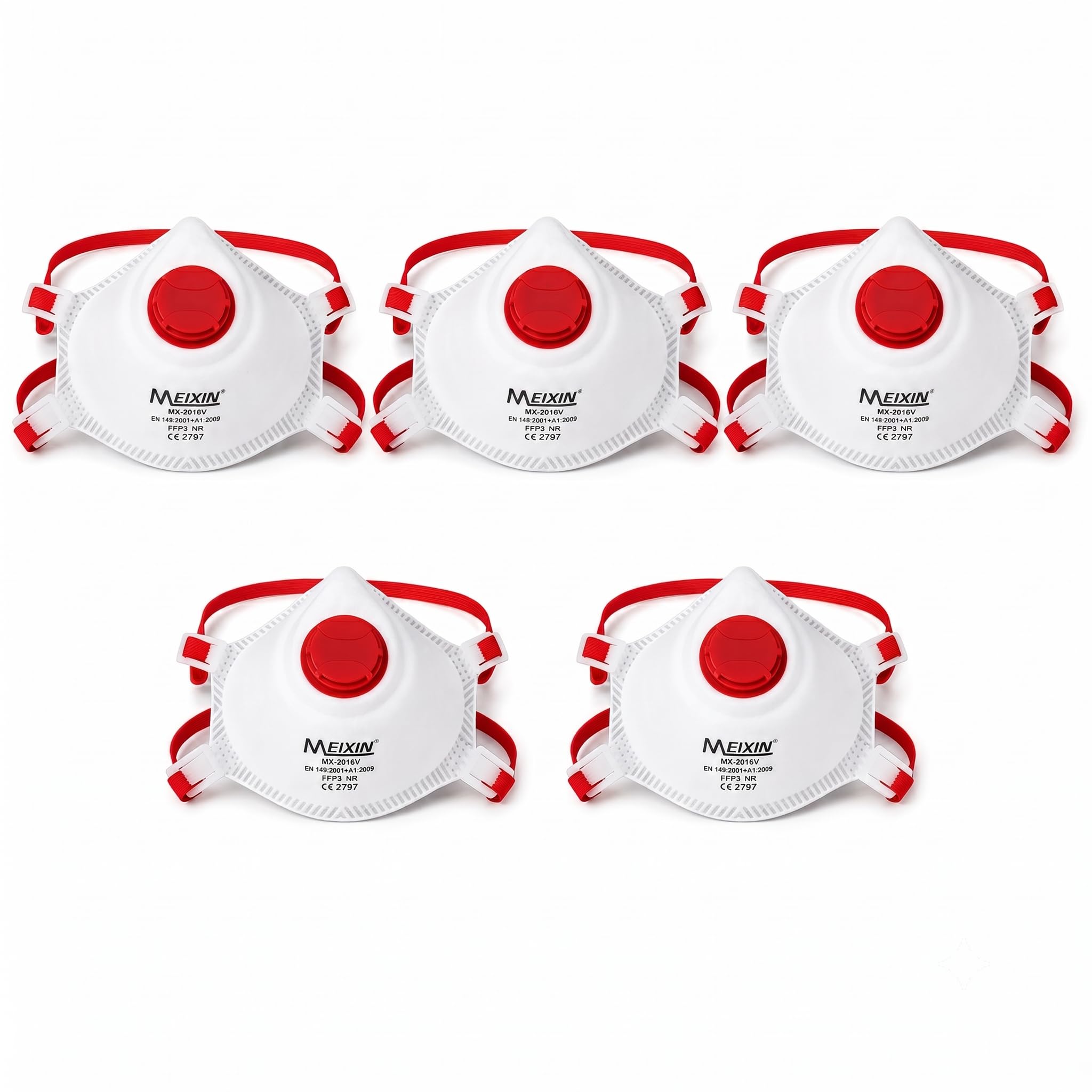 5pc FFP3 Respirator Disposable Mask with Valve|EN149, UKCA Certified| >99% 0.3 Micron Filtration Dust Mask for Asbestos, Silica, Sanding, Fumes & Viruses – Construction, Woodworking, DIY & Industrial