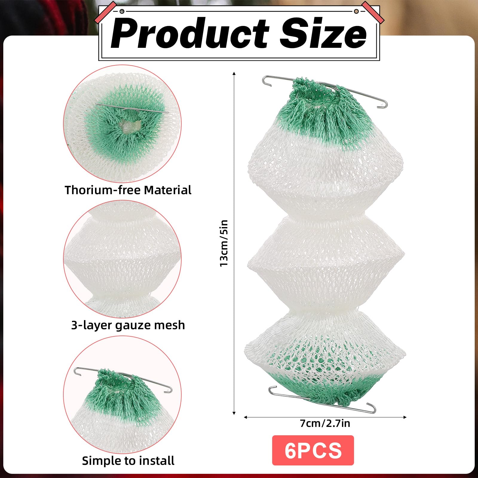 Lnngub 6 Pcs 3-Layer Propane Lantern Mantles Insta-Clip 2#95 Mantles Lantern Mantles Gas Lantern Mantles with 2 Install Clip Accordion Shape Mantles for Gas Lantern Propane Lantern Camping Lantern