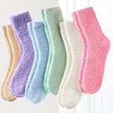 5-Pack Soft Socks, Light Pink/Cream/Light Green/Light Blue/Purple, Comfortable for Daily & Lounge Wear