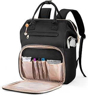 Fasrom Nurse Backpack with Padded Laptop Sleeve for Medical Supplies Storage, Nursing Clinical Work Bag for Women Nurses, Nursing School Students, Health Professionals, Black (Empty Bag Only)