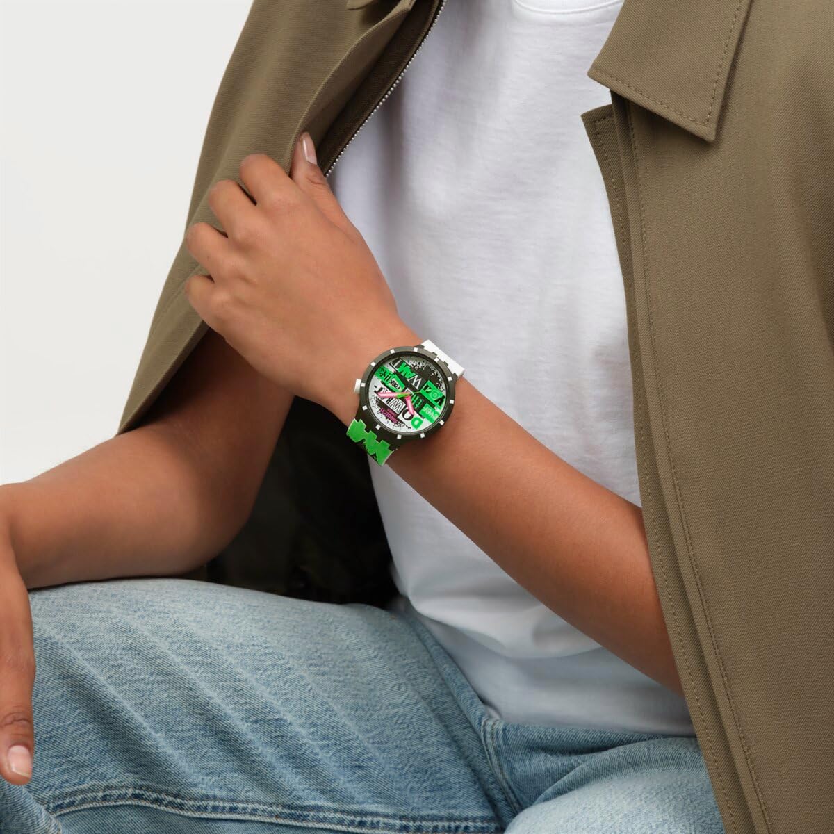 Swatch Big Bold Bioceramic Unisex Watch Casual Plastic Black Automatic Waterproof Lash Out