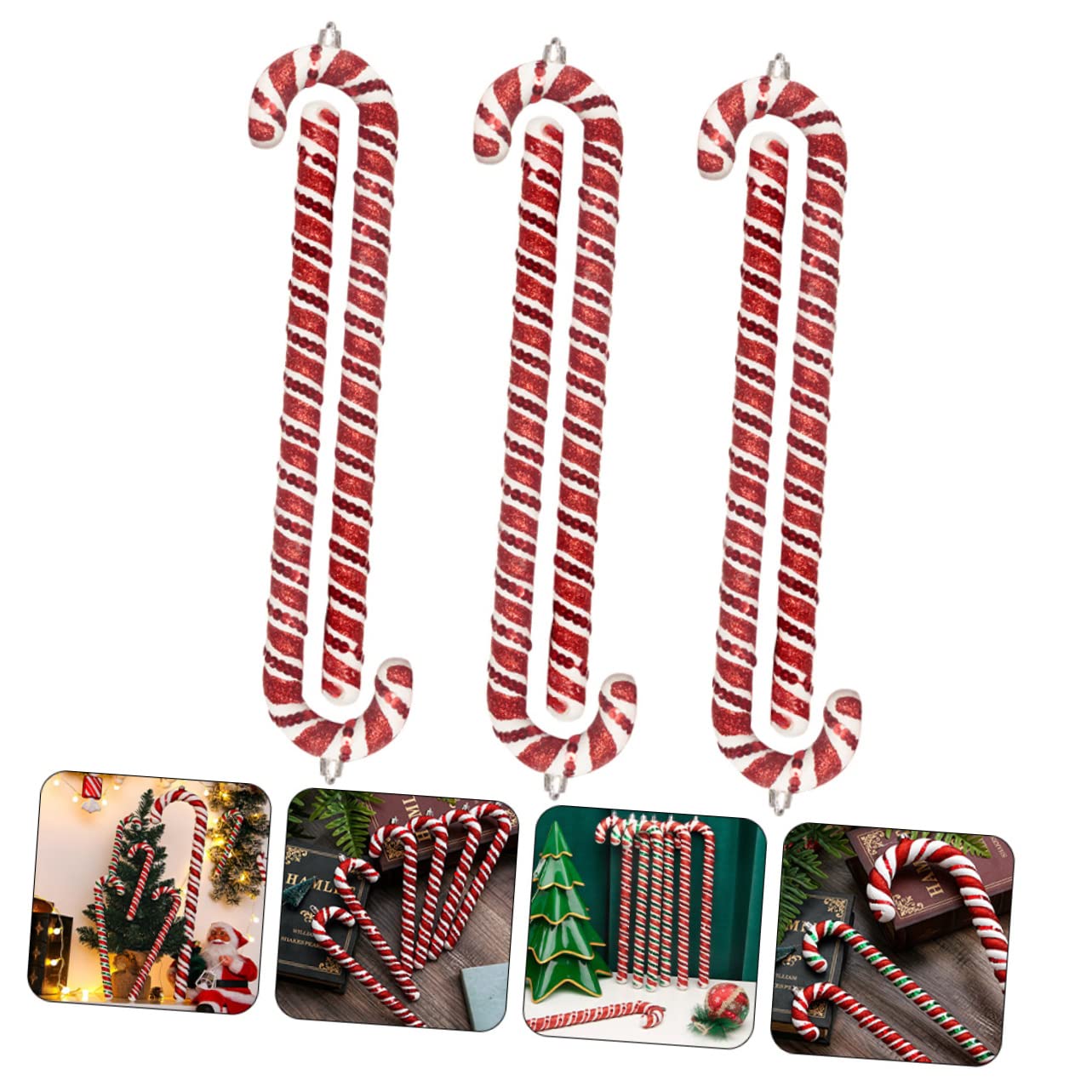Alipis 18 Pcs Pendentif Sapin de Noël Ornements d'arbre de Sucette Cannes de Bonbon Sapin de Noel Noel décorations de Noël décorations d'arbre de Pendentif de béquille PVC