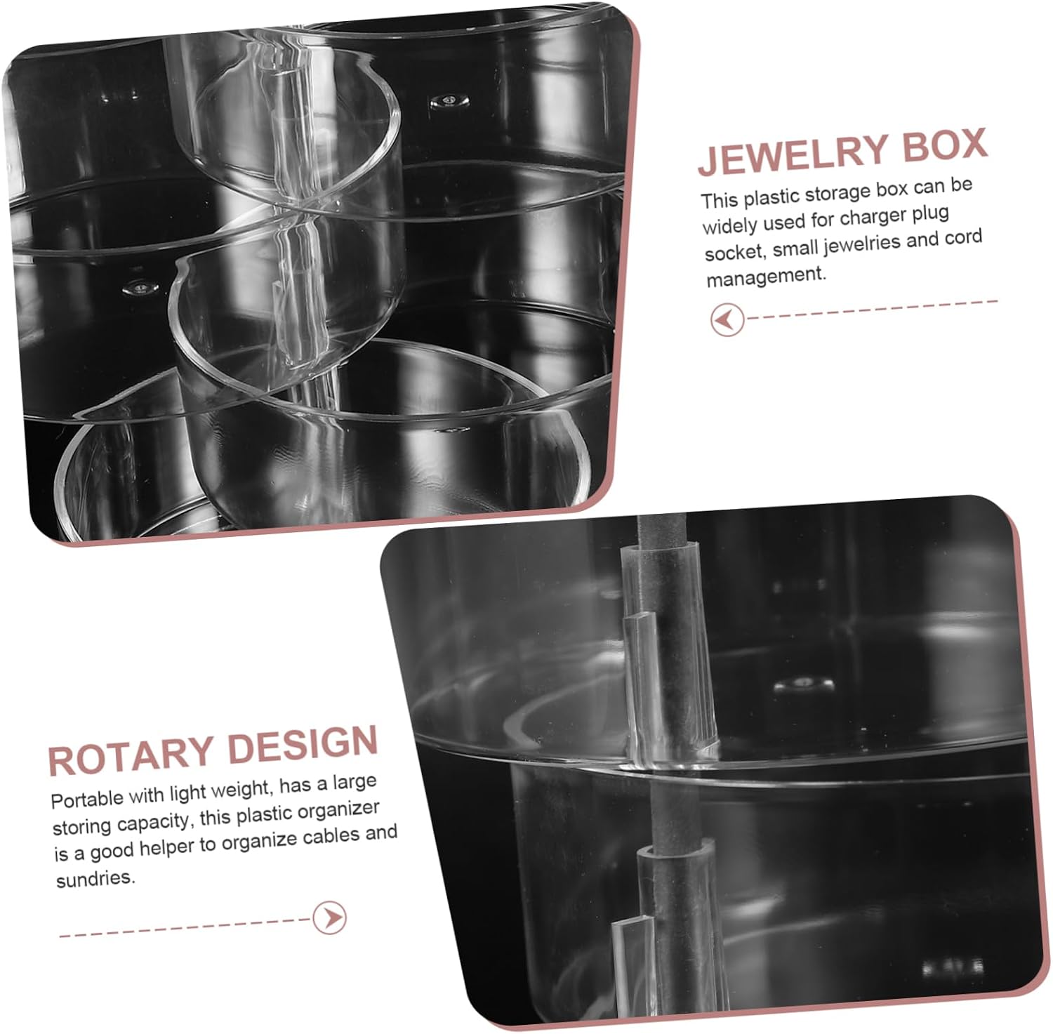 2pcs Rotatable Multi-layer Plastic Cord Storage Box Xmas Jewelry Organizer image 4