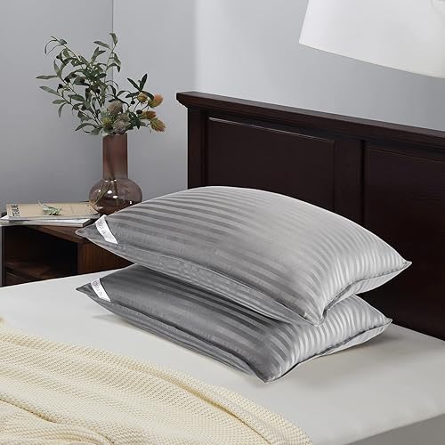 Vista 14 de Basic Beyond - Juego de 2 almohadas de cama para dormir de tamaño King, almohadas alternativas de plumón de lujo, colección de hotel, color negro