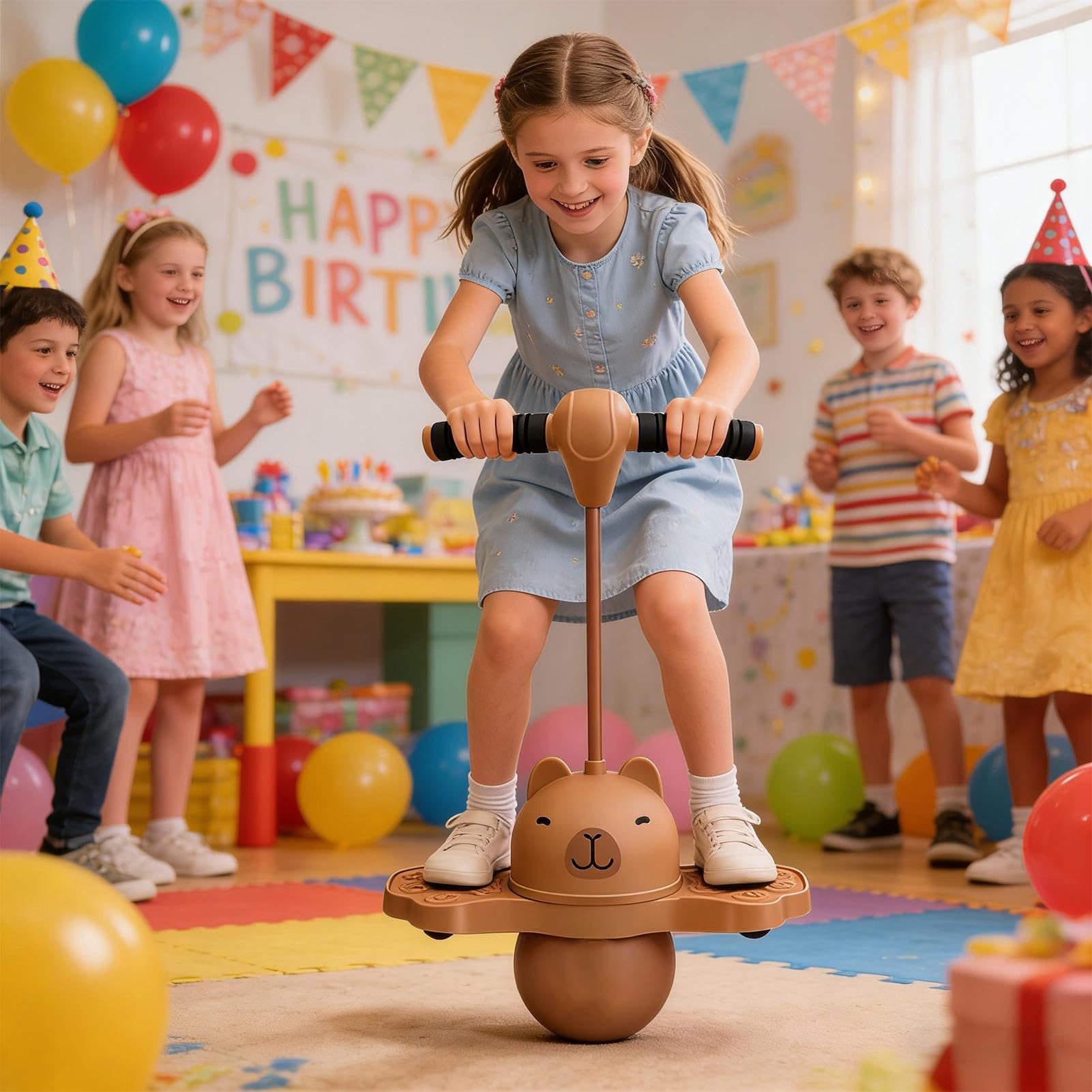 Genérico Palla saltarina per bambini Capibara di equilibrio con pompa a mano | Giocattolo con palla per saltare alto, per bambini e bambine, prescolare, scuola, casa, interni, esterni, esercizi, Natale