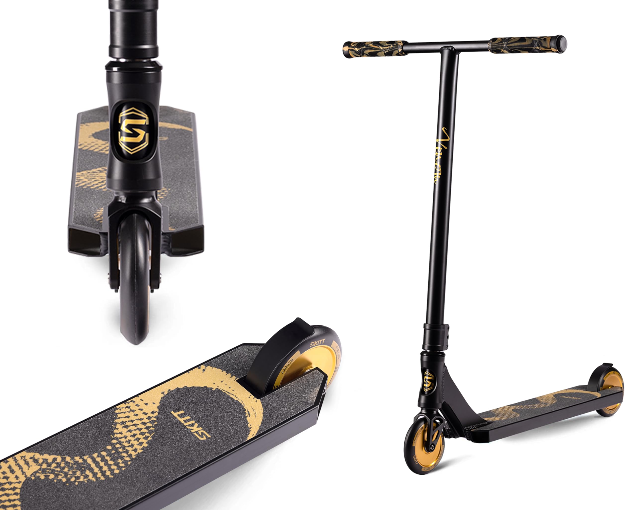 Trottinette Freestyle SKITT - Venom | Roulements Haute Performance ABEC-9 | Construction légère en Aluminium | Guidon Freestyle Rotatif à 360°
