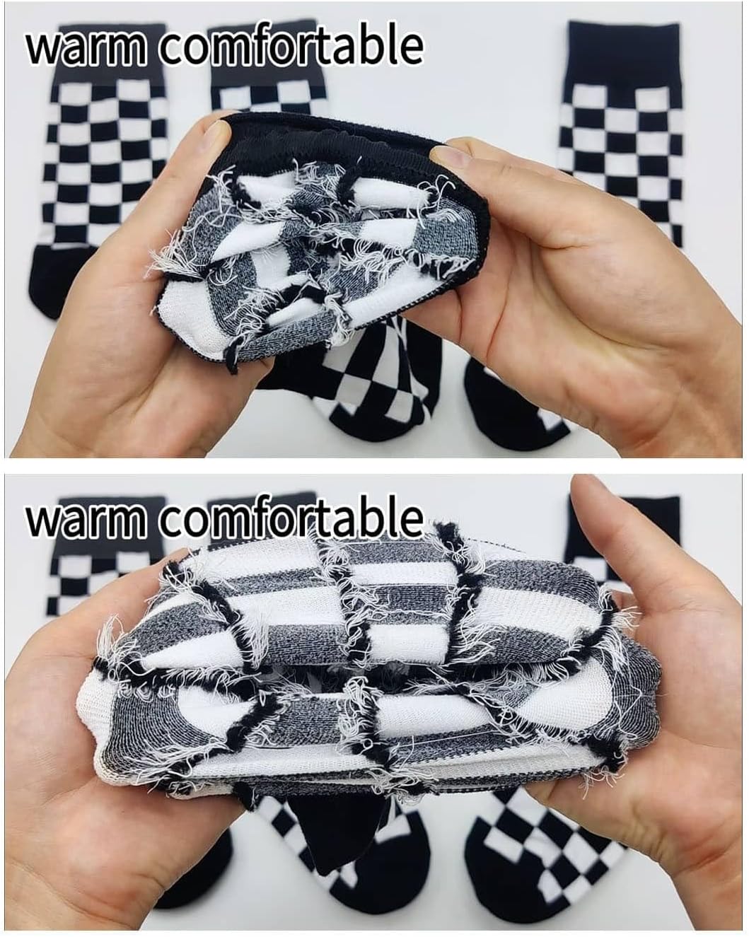 2 Pairs Women Organic Cotton Soft Cozy Checkerboard Checkered Socks Calf Crew Plaid Graphic Casual Spring Winter Outdoor Valentine's Day Gifts Black White 2026 - Image 5