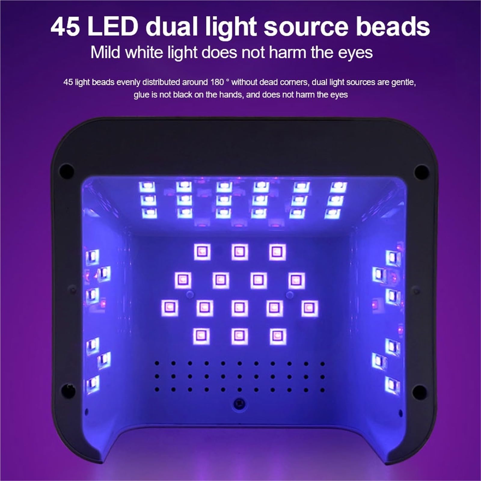 Lampa UV do paznokci, Profesjonalna lampa UV LED do suszenia paznokci, żelowych lakierów, z 45 diodami LED i diamentowym wzorem, do użytku domowego, do manicure, lampa UV(Pink)