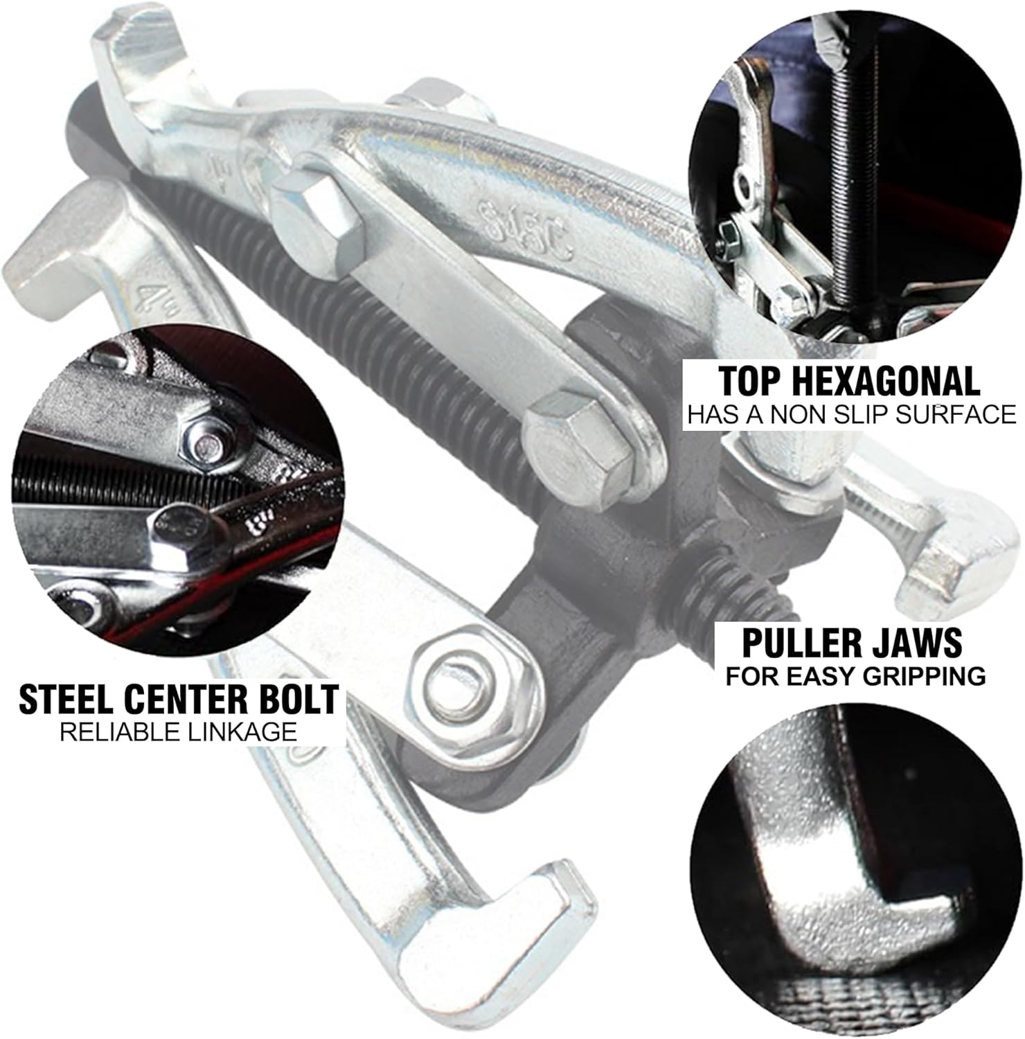 3 Jaw Puller Tool Kit,4 pcs Bearing Puller for Pulley Gear Bearing Flywheel Removal,Heavy Duty Motor Tech Gear Puller Set with Reversible Jaws