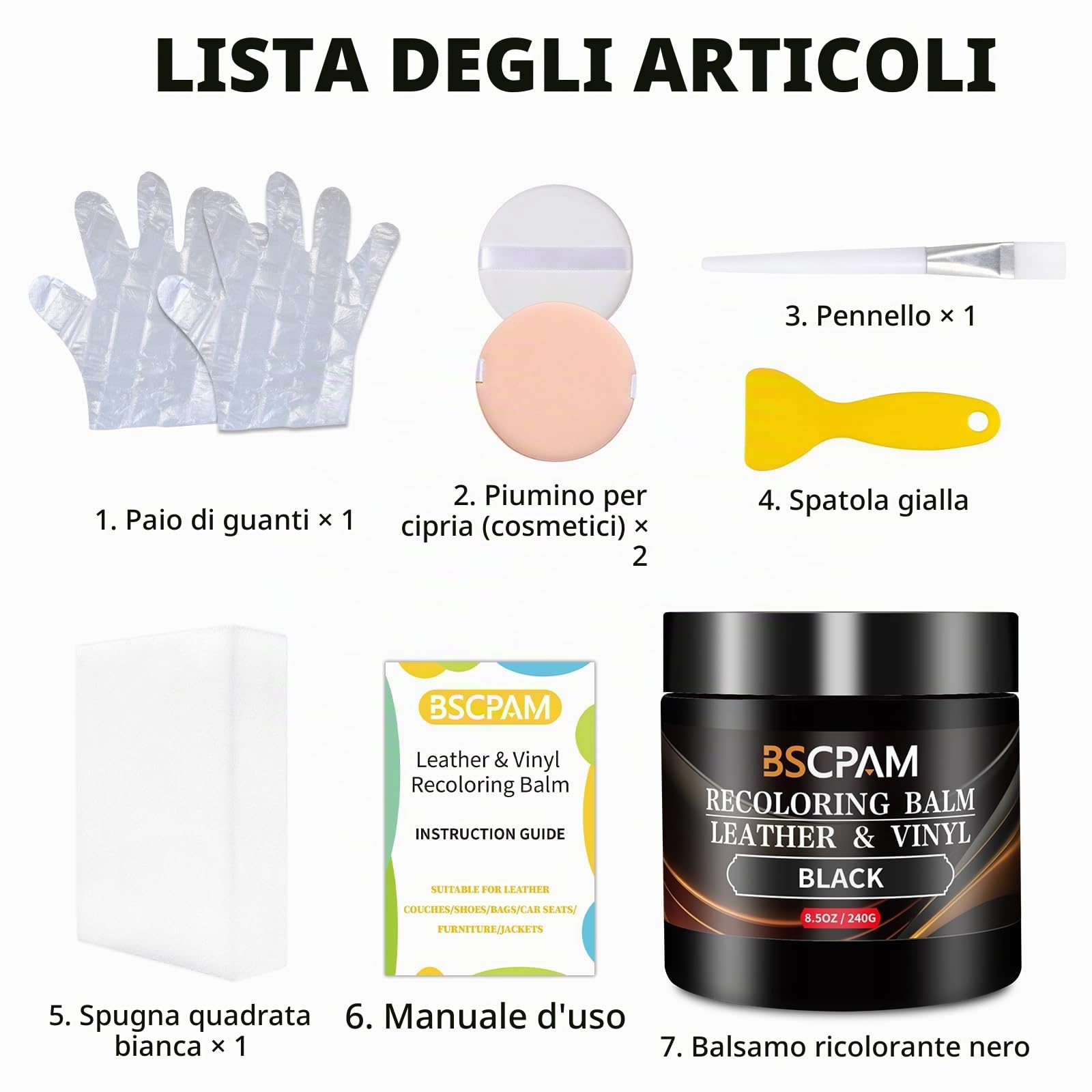 Riparazione Pelle Kit,Nero Tintura Pelle,Ripara Pelle Divano per Graffi/Macchie,Rinnova Volante in Pelle,Sedili Auto,Divano,Sofa,Giacca,Scarpe,Sella Riparare Sbiaditure,Crepe,Graffi sul Cuo