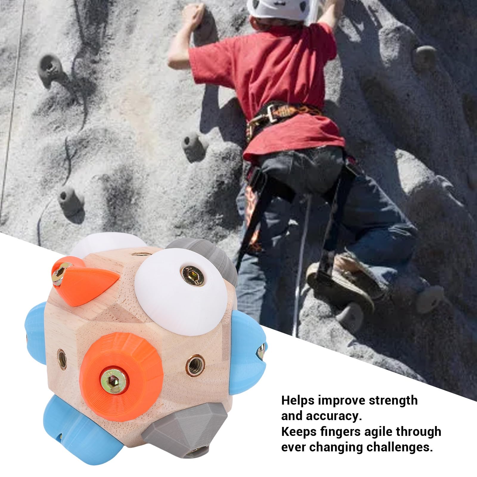 Bola de Roca para Escaladores, Bola de Escalada en Roca 3D Hecha a Mano, Herramienta de Entrenamiento de Escalada en Roca Portátil Compacta, Entrenamiento de Fuerza con los