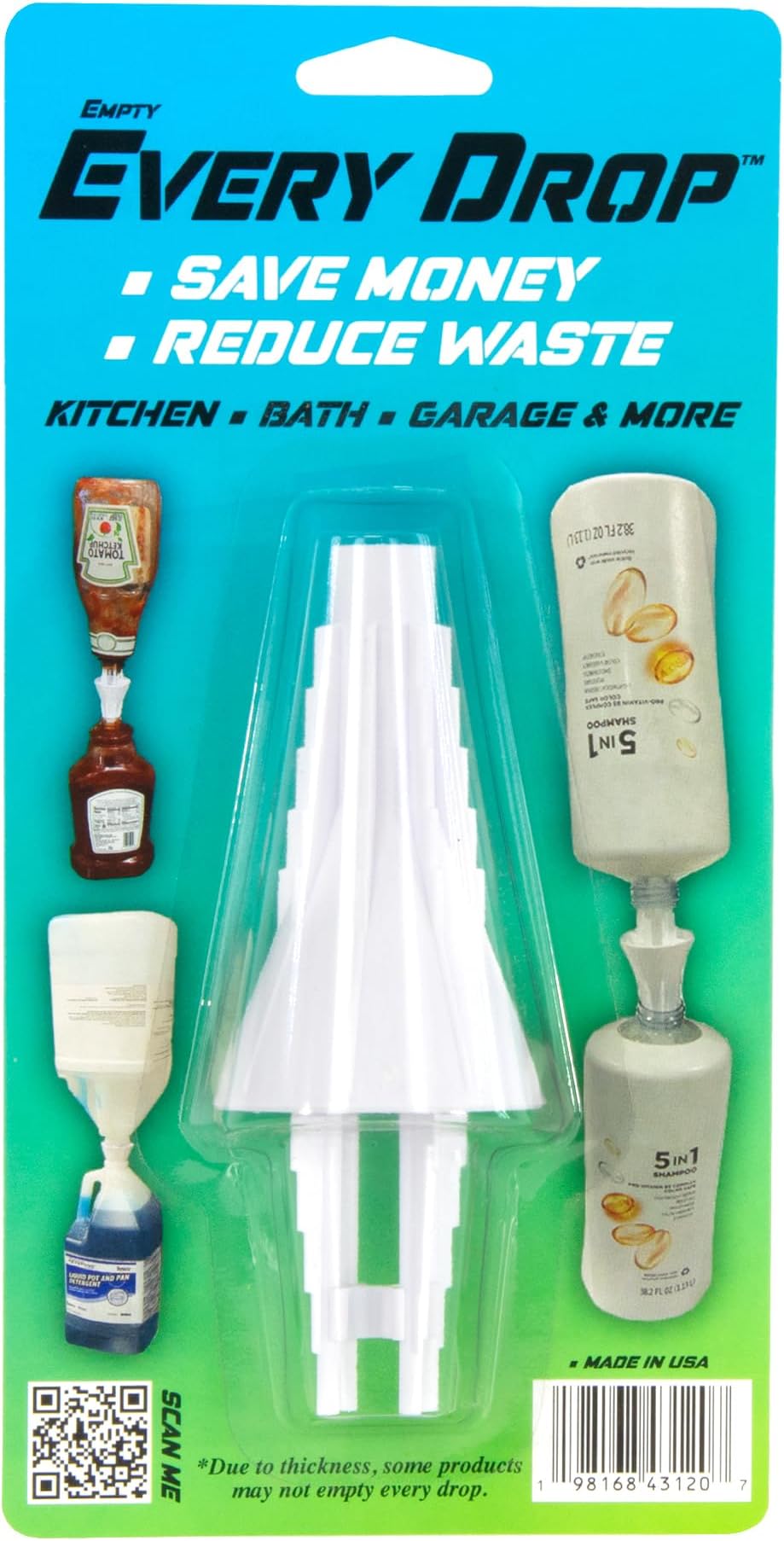 JCK InnovationsThe Last Drop - Universal Bottle Emptying Tool - Kitchen Bath Garage & More - Any Bottle and Any Size