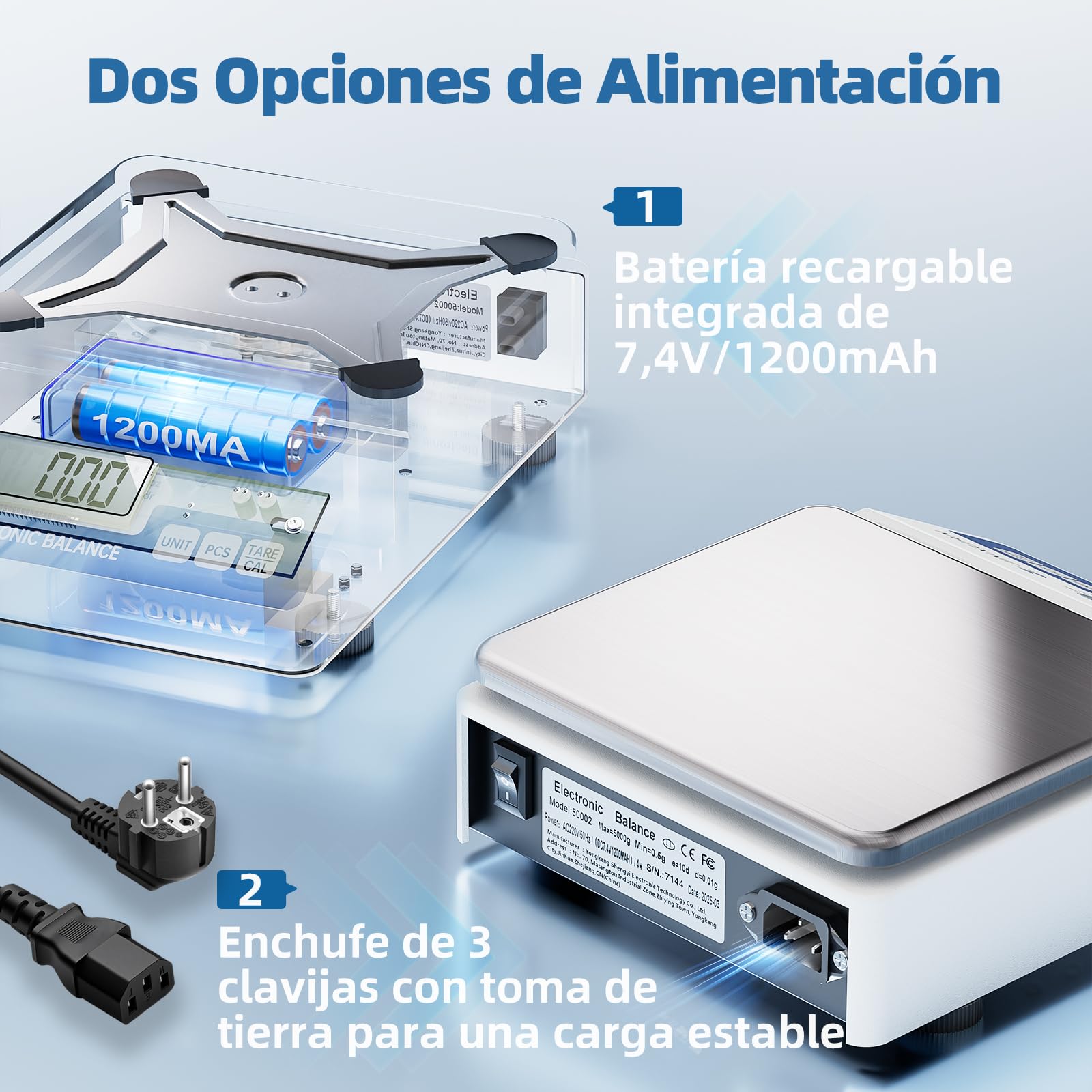 Báscula digital de laboratorio, 5000 g x 0,01 g, con una precisión de 0,01 gramos