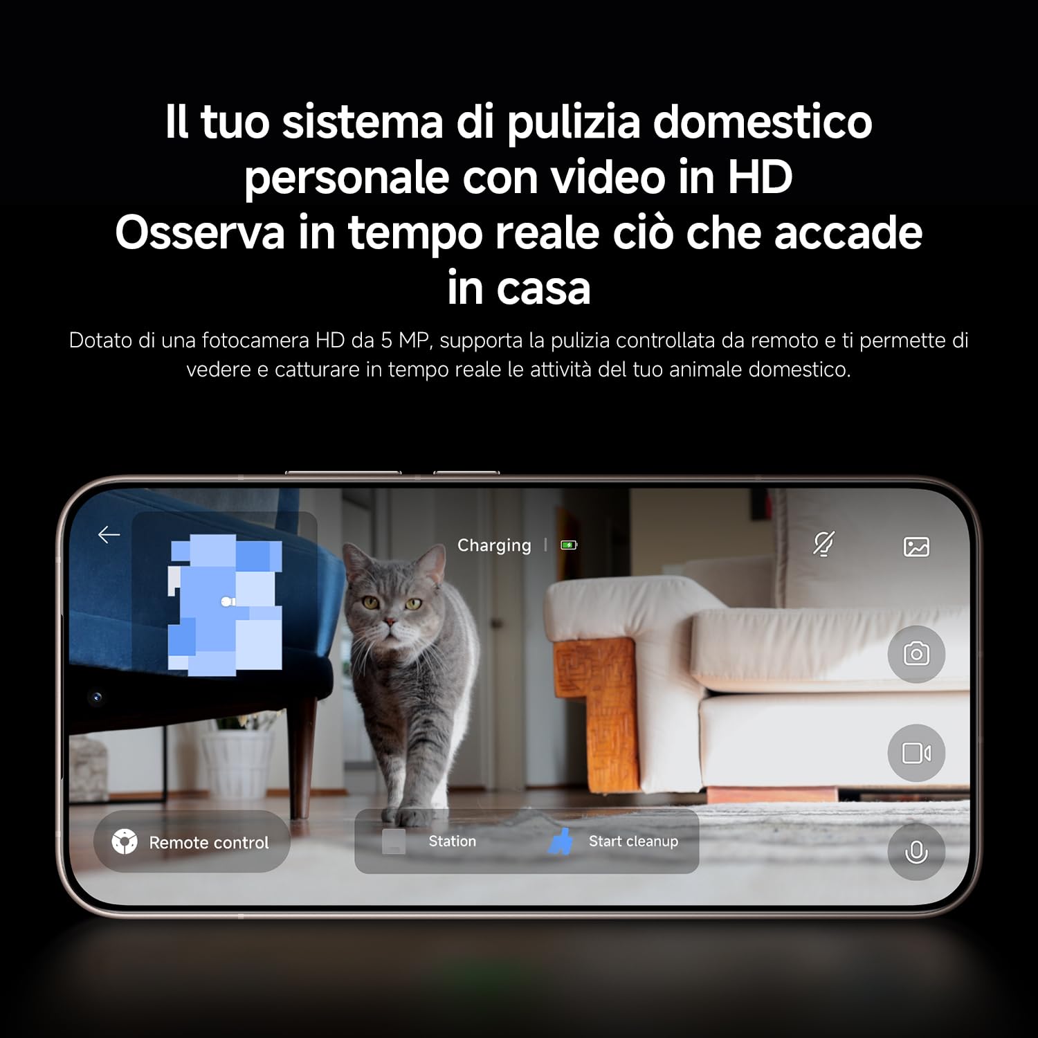 XIAOMI Robot Vacuum 5 Pro, Aspirazione potente da 20000Pa, evitamento ostacoli con AI, riconoscimento intelligente dello sporco, navigazione laser intelligente dToF con sollevamento automatico