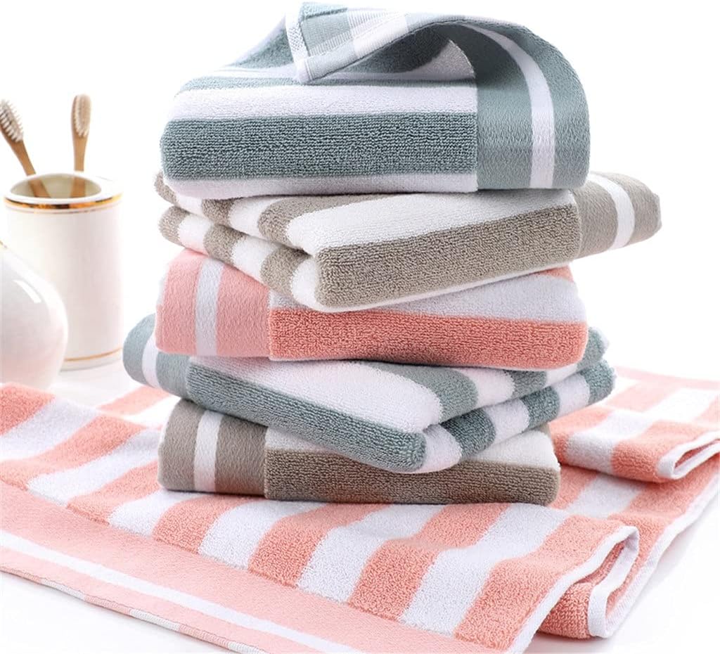 Color Strip Absorbent Towel Plain Face Wash Towel Adult Couple Absorbent Large Face Towel(D)