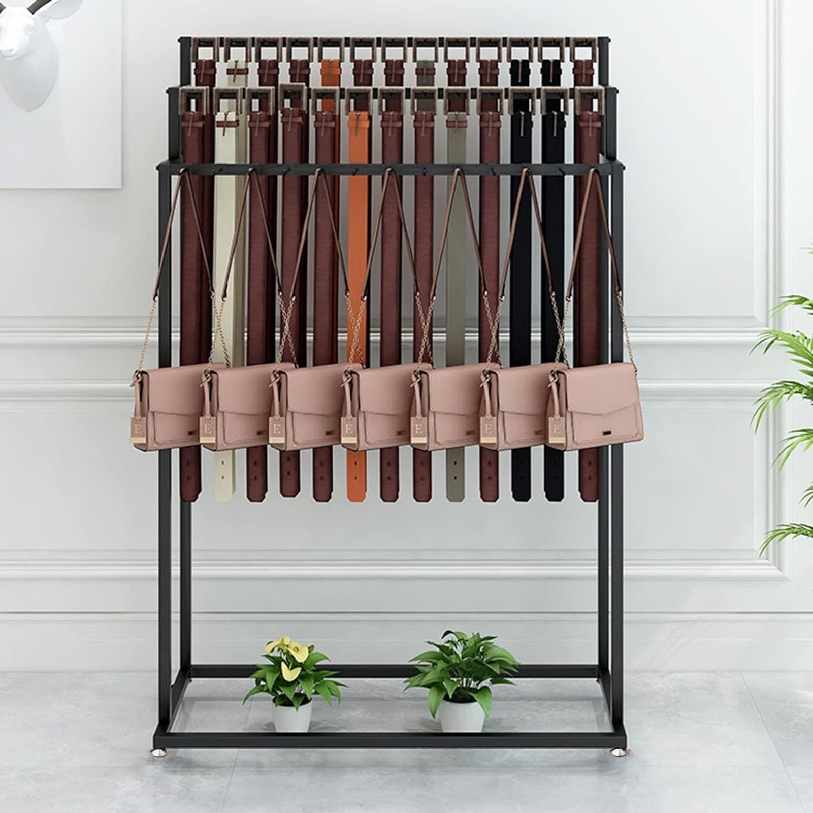 Freistehender Krawattenständer, Metallständer und Geldbörsenregal, platzsparendes Display für Bekleidungsgeschäfte und Schlafzimmer