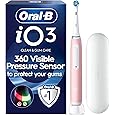Oral-B iO3 Ultimate Clean Electric Toothbrush, Blush Pink, Long-Lasting Battery with Travel Case for Home and Travel, With Refill Holder and Charger Pouch