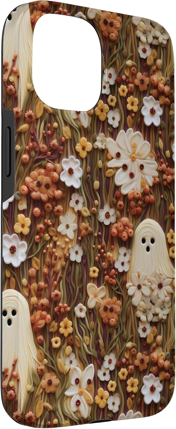 iPhone 15 Coquette Ghost Flowers Halloween Floral Garden Ghost Floral Case