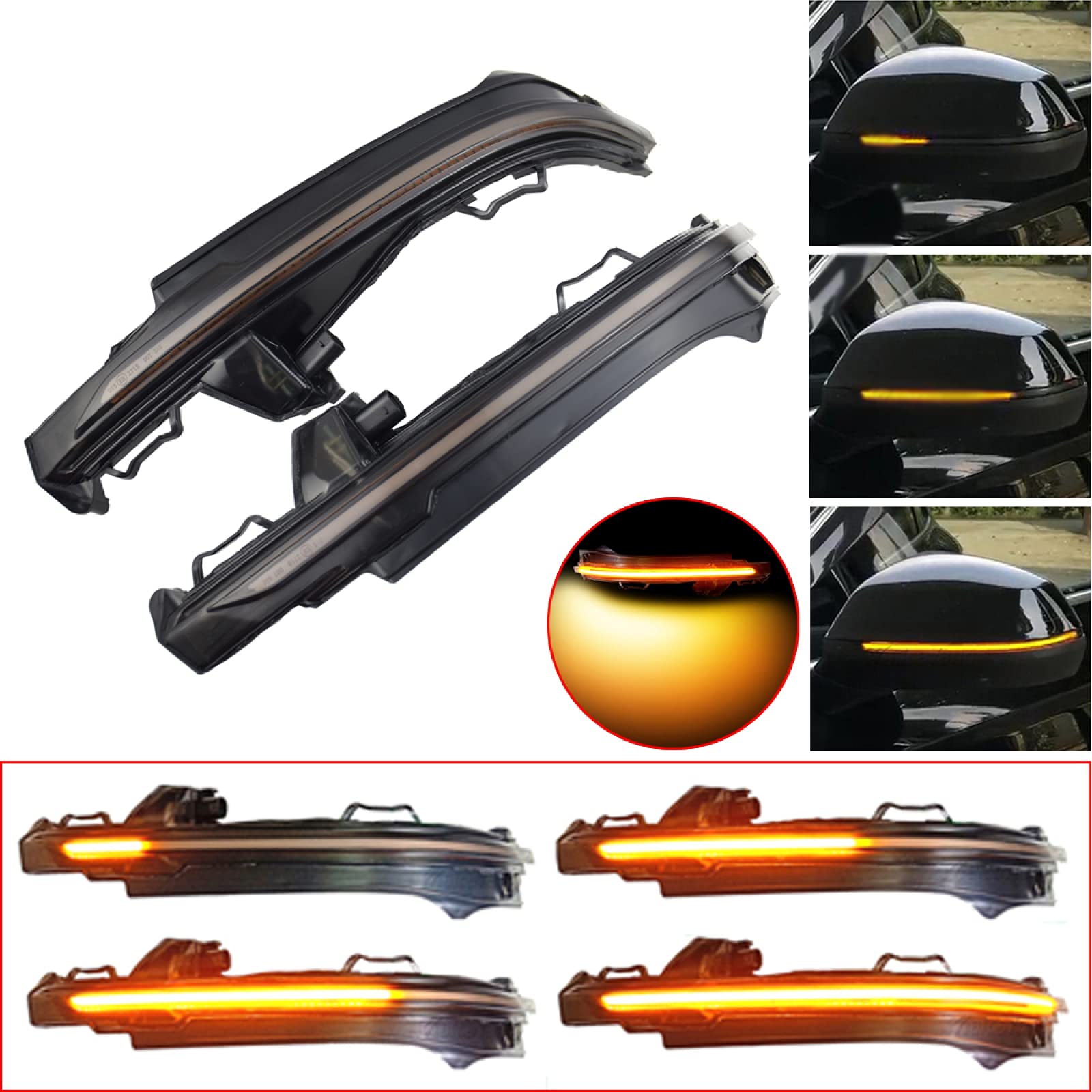 Dynamic LED Side Mirror Turn Signal Lights For Audi Q5 FY (2018-2019) & Q7 4M – Smoke Lens, Yellow Indicator