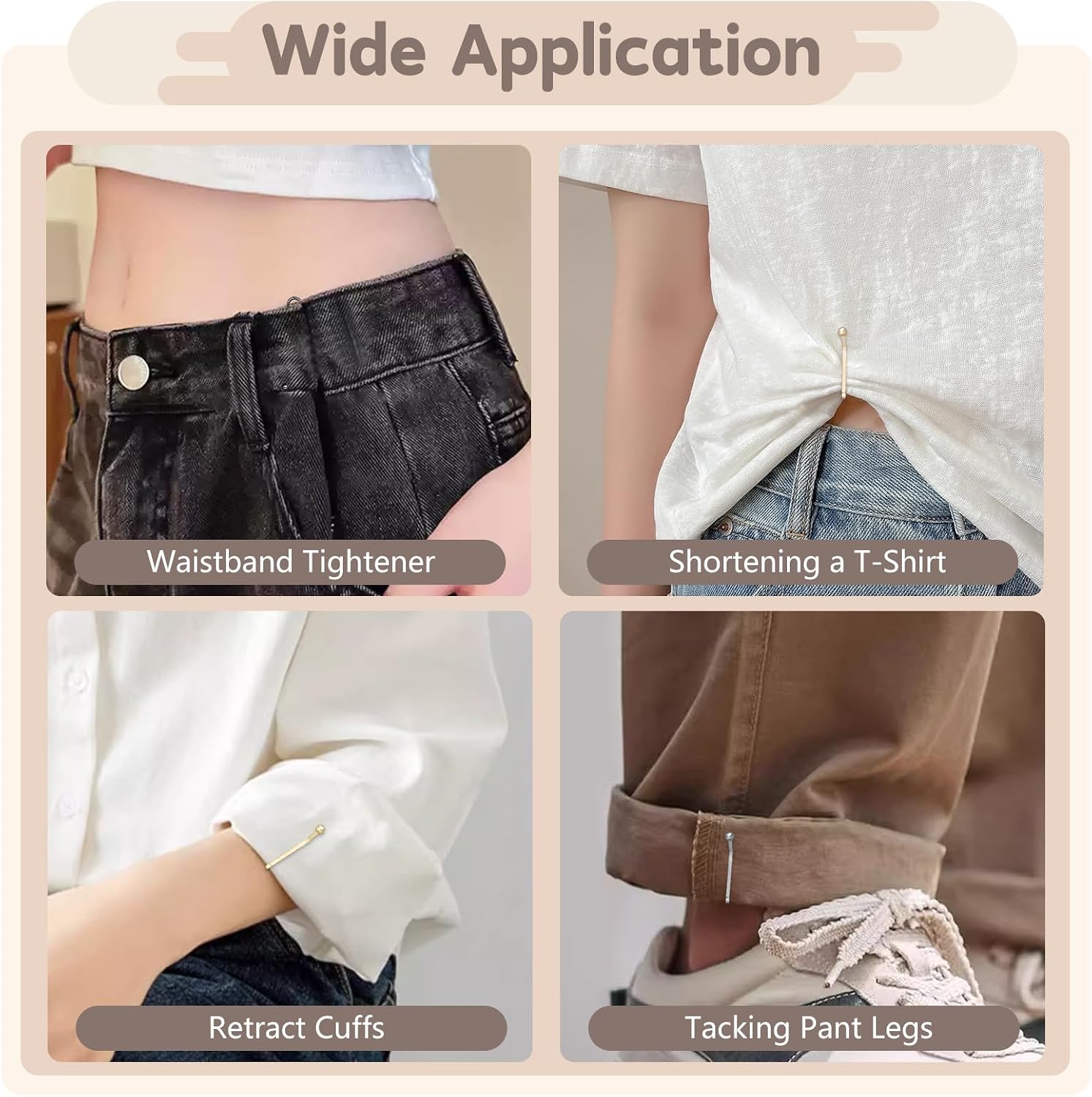 ROPAKED 12 Set Pant Waist Tightener Buttons Pins for Loose Jeans Reusable Waist Cincher Clip Waistband Tightener for Clothing Dresses Skirts No Sewing image 5