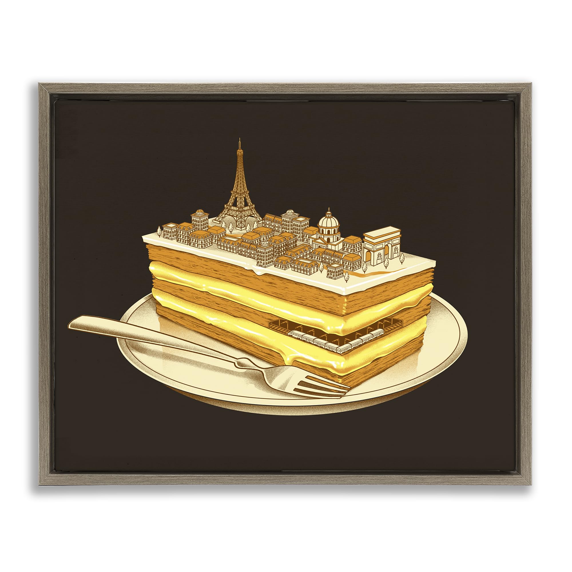 Stupell Industries Montalcino Elm (Textured) Paris Cityscape Travel Dessert, 24 X 30 Inch Canvas In Floater Frame