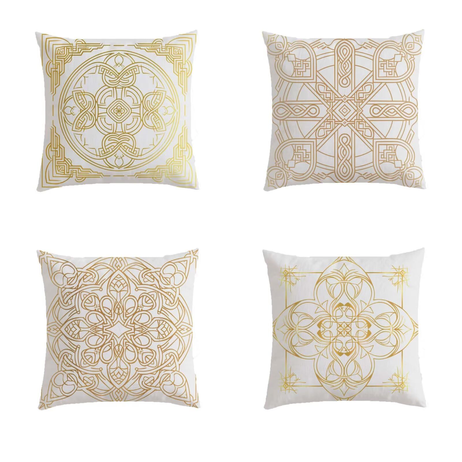 Housse coussin extérieur 60x60cm étanche et géométrique lot de 4