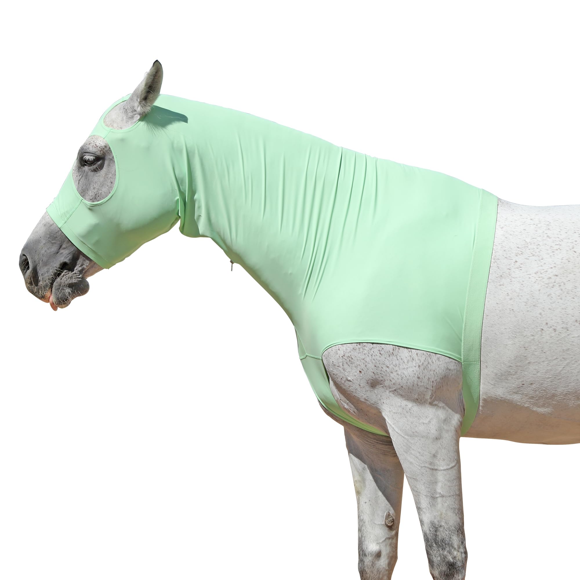 Horse Slinky Hood with Zipper, Stretchy Sleazy Hood Green L