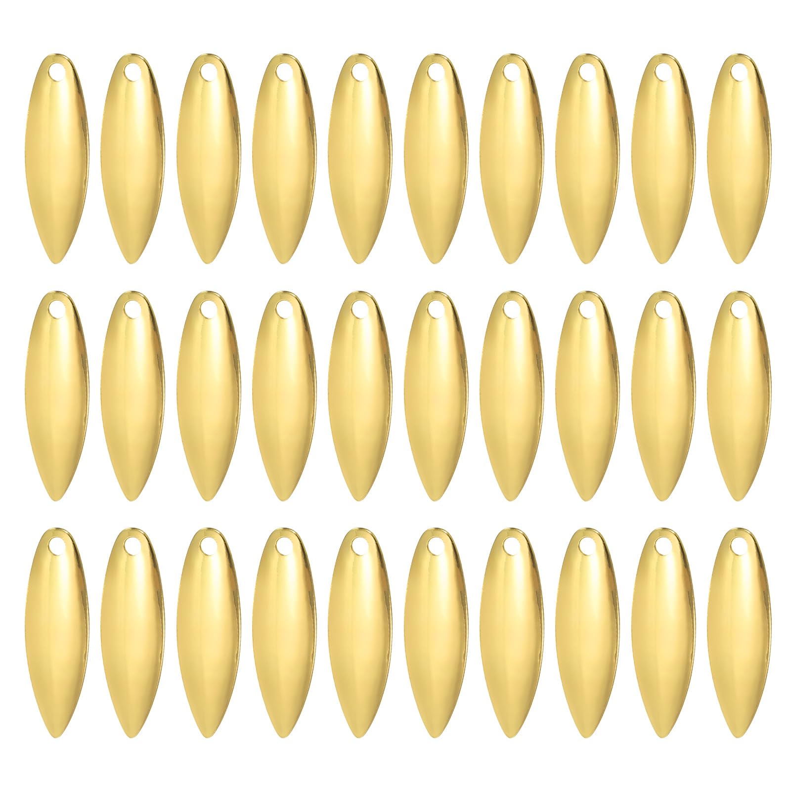 PATIKIL Fishing Lure Blades 1x0.3", 50 Pack Willowleaf Lure Making for DIY Bait, Golden