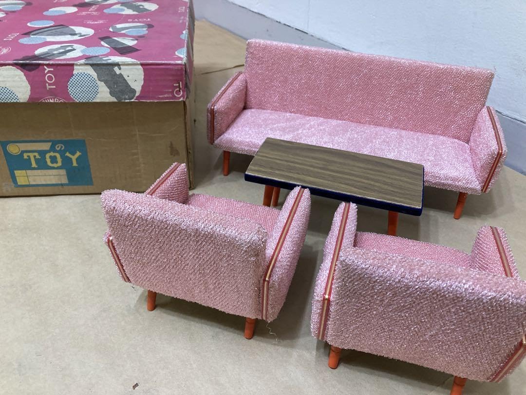 希少 JUNPO TOY ミニチュア家具 ソファ＋テーブル椅子セット 昭和