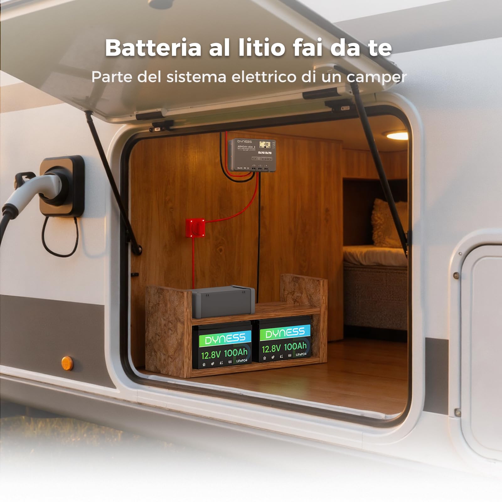 Dyness LiFePO4 Batteria al Litio 12V 100Ah a Ciclo profondo con 100A BMS, Per Campeggio, Barche, Accumulo Solare Domestico, Off-grid