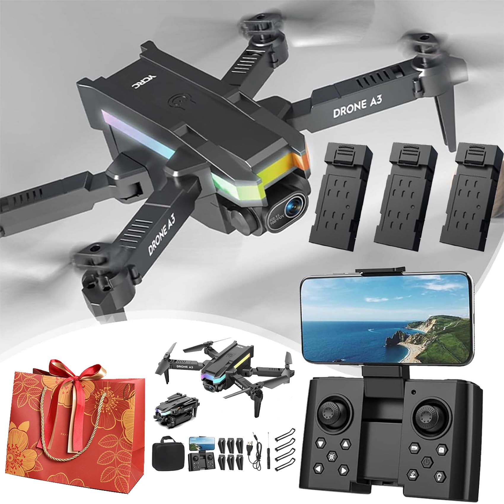 Amazon.com: EZGHAR Drone A3, 2024 New Pro Drone A3 with 4k Dual Hd