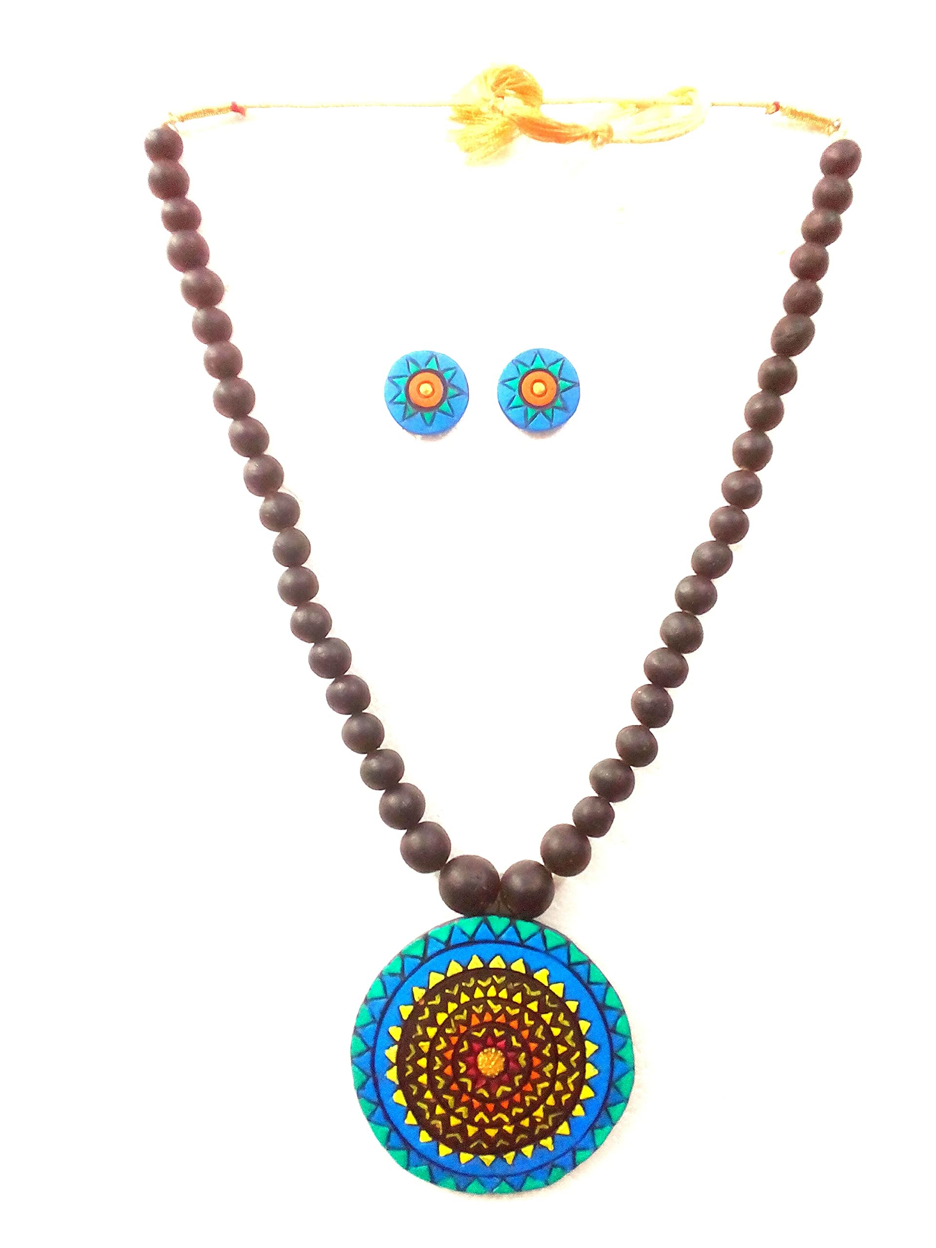 Karru Krafft Women’s Handcrafted Terracotta Necklace Set Traditional Blue Hand Painted Jewellery Set, (HFNKTC_217004 BLUE) (B0B74P4CP8) Amazon Price History, Amazon Price Tracker