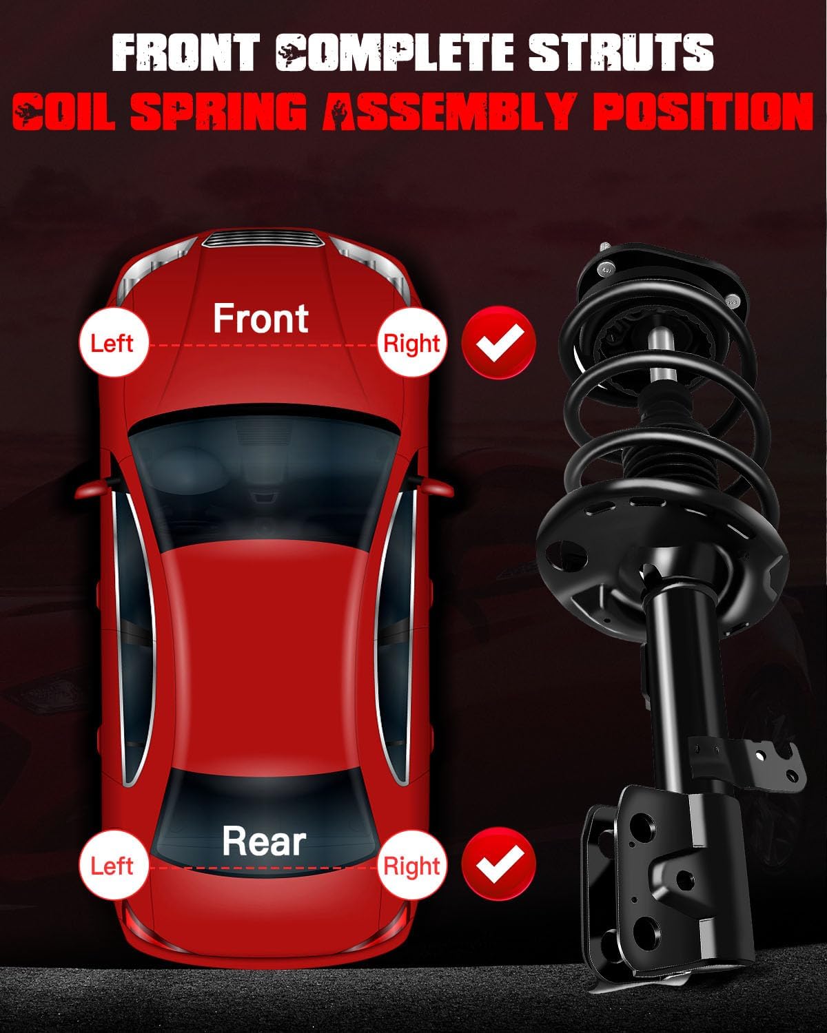 Front & Rear Complete Struts & Coil Spring Assembly Compatible for Toyota for Corolla 2014-2019, Set of 4 Shocks & Struts Replace 172991L 172990