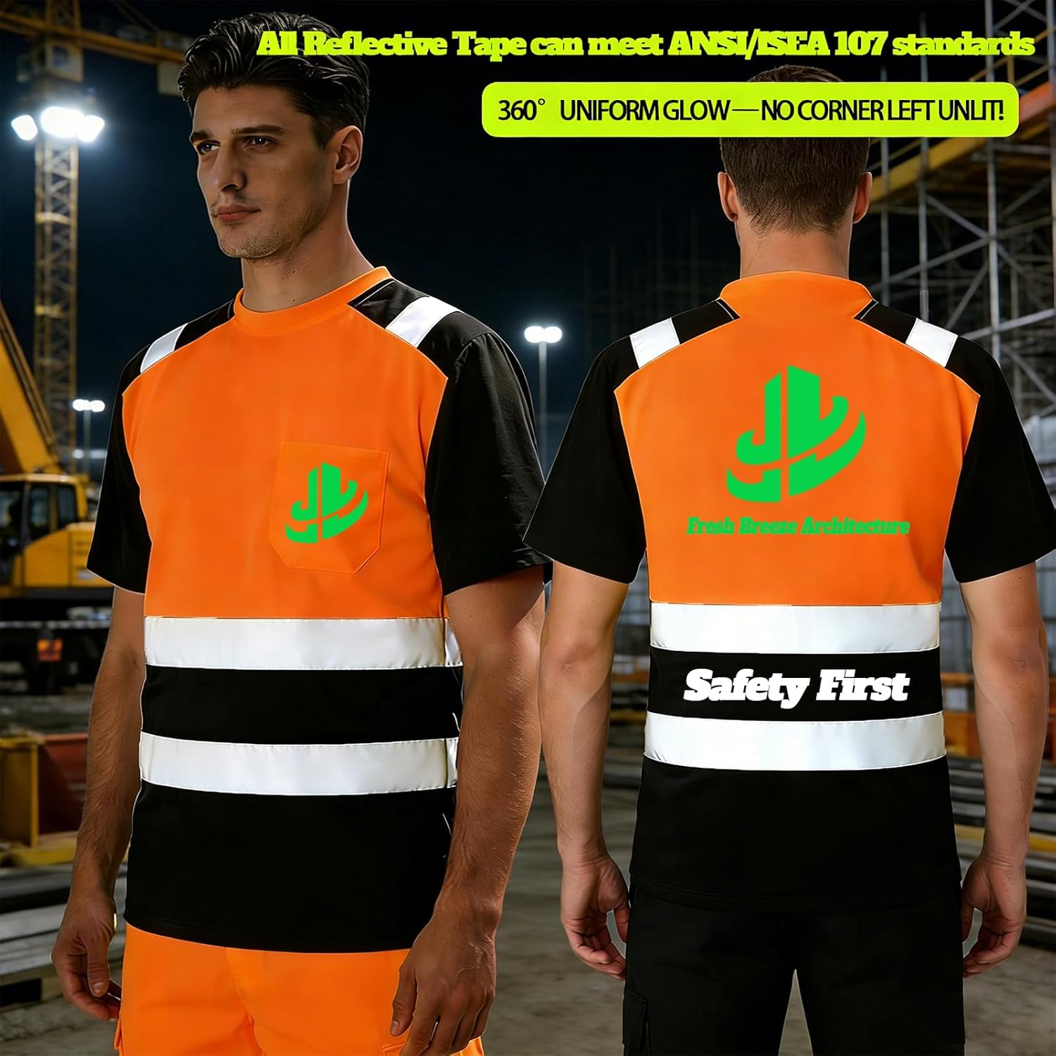 Class 3 Safety Shirts with Reflective Tapes and Pocket Construction Work Shirts