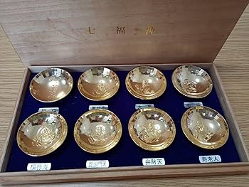 お値下げしました、九谷 七福神 洋杯 馬上盃 田村金星作 Amazon.co.jp: 七福神 金杯 24KGP 8個 (縁起物、飾り、七福神