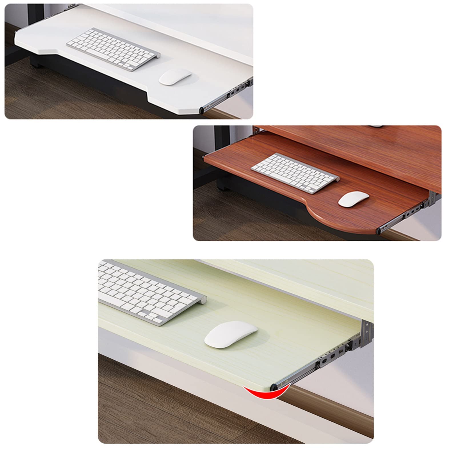 Ergonomiczne przedłużenie biurka – podbiurkowa platforma pod klawiaturą i myszką, regulowana, cicha, Ra, 60 x 30 cm, wykończenie tekowe, oszczędność miejsca, wysuwana taca na klawiaturę